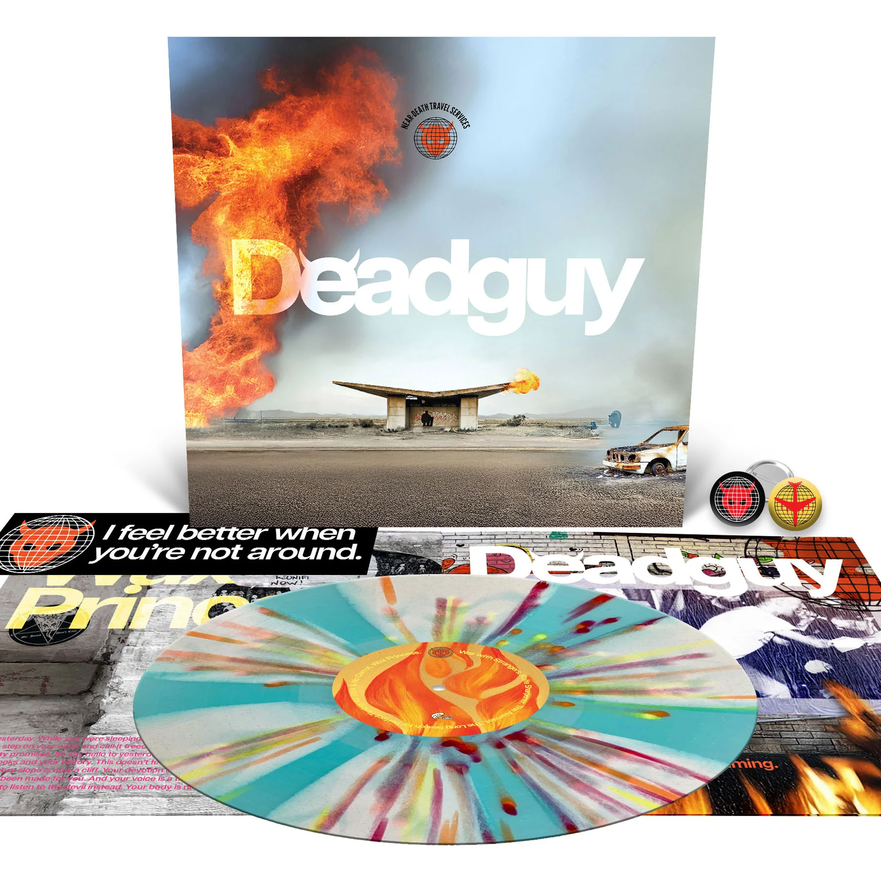Deadguy "Near-Death Travel Services LP + Bumper Sticker and Buttons Pack" Bundle - Image 7